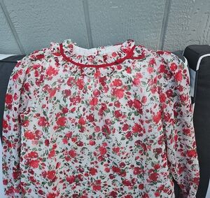 Janie and Jack Red and White Floral Blouse